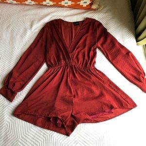 Red silk romper
